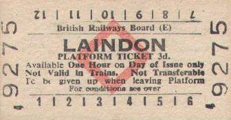 Laindon Railway Station platform ticket