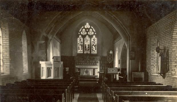 Interior. All Saints Church, North Benfleet around 1922.