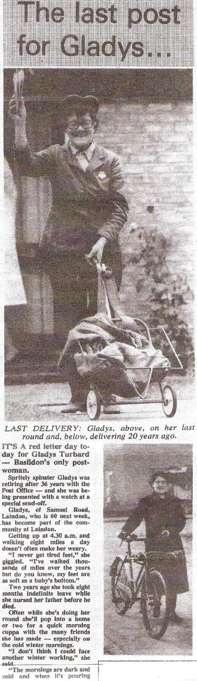The local newspaper covered the story when Gladys announced her retirement in 1977.