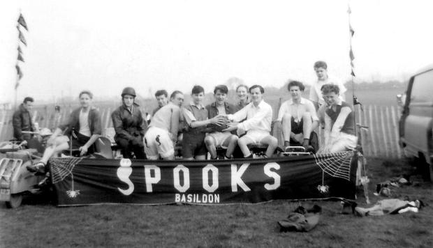 Spooks Scooter Club at Blackshots Sports Ground, Grays around 1959.