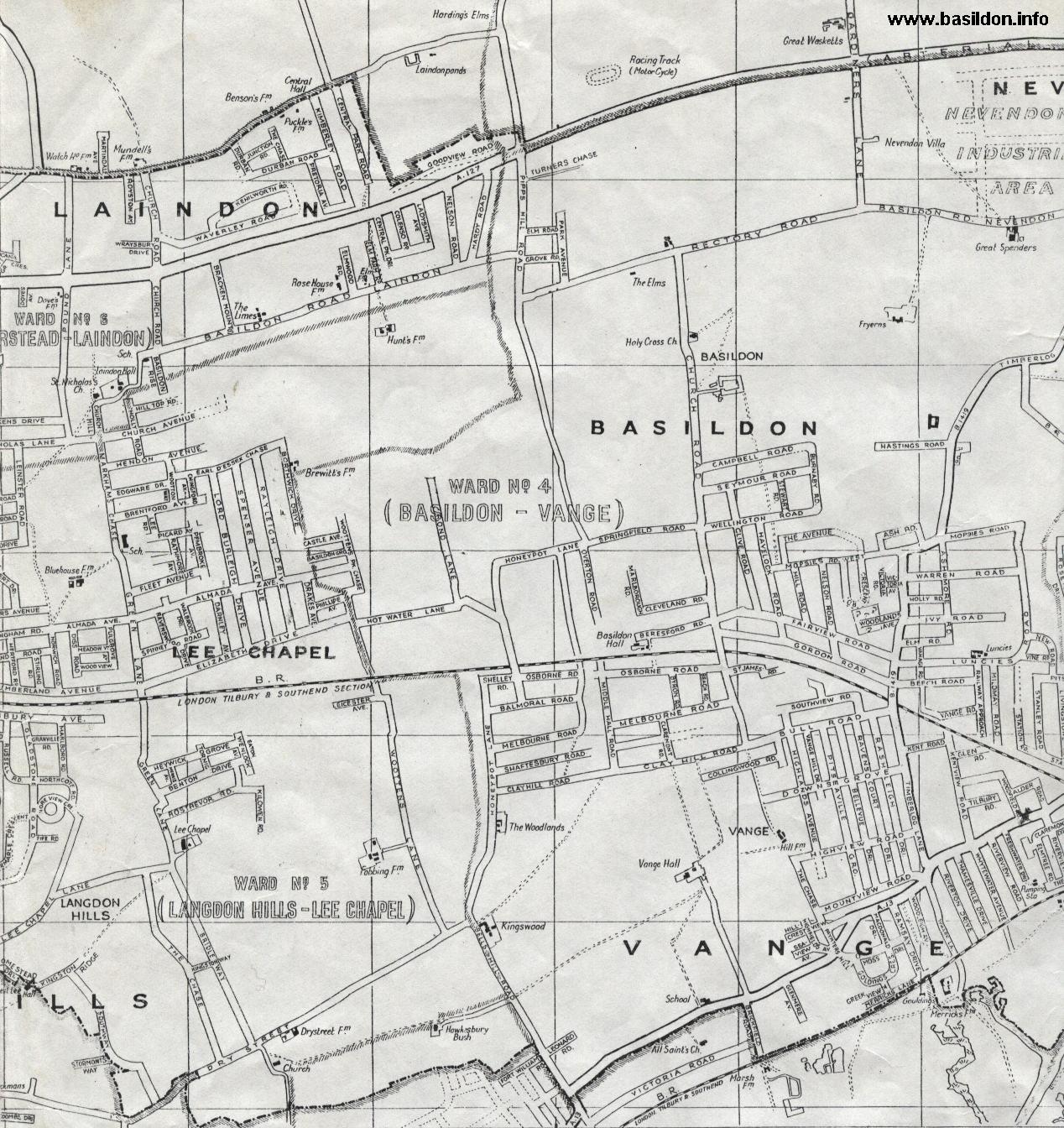 New Town Street Plan Of Basildon - Lee Chapel Circa 1951